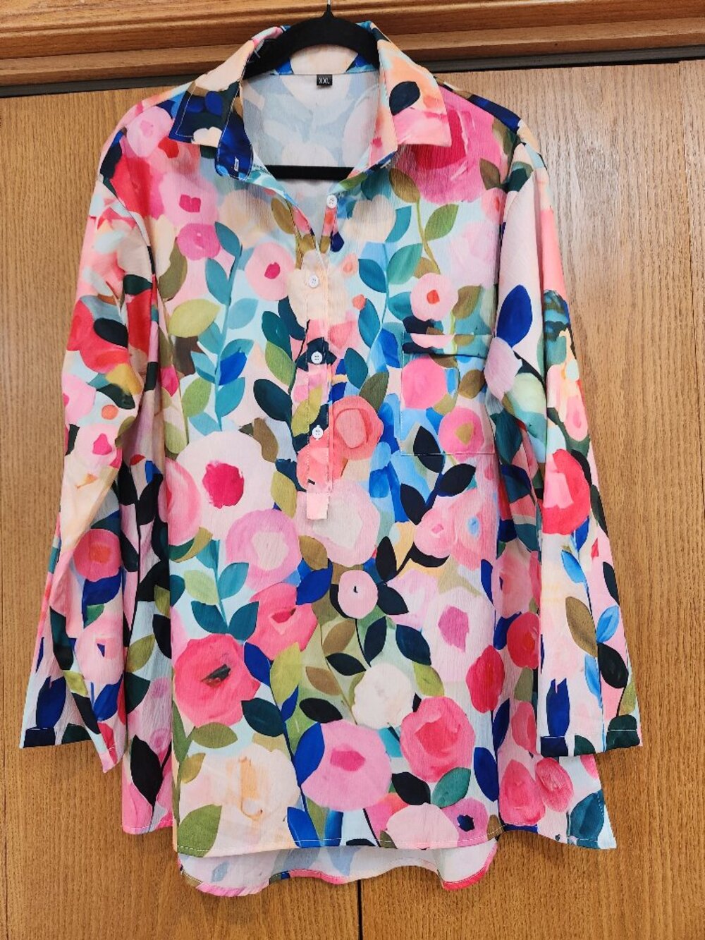 Floral Garden Blouse - Multicolor Botanical Print XXL